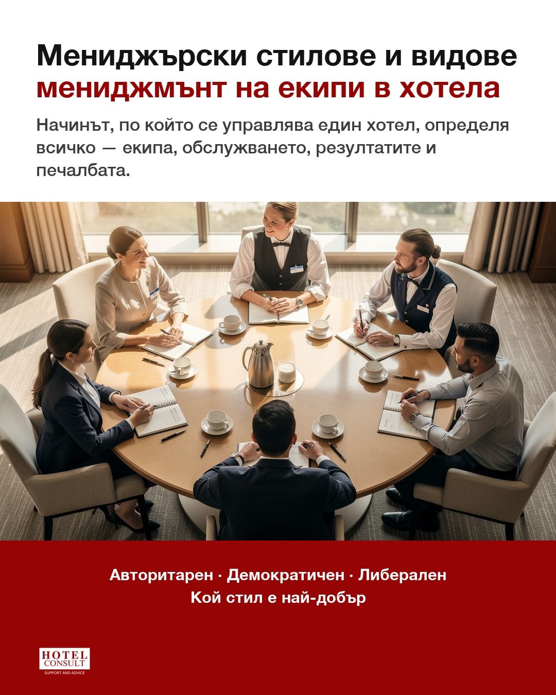 Управител и ръководители на отдели на кръгла маса — стилът на управление определя екипа